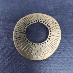 Brass Circle Brooch with etched and hammered design