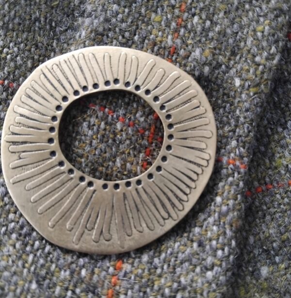 Etched Brass Circle Brooch - Image 3